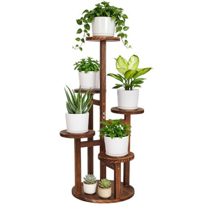 5 Tier Plant Stand Indoor, 32in Tall Wooden Flower Rack