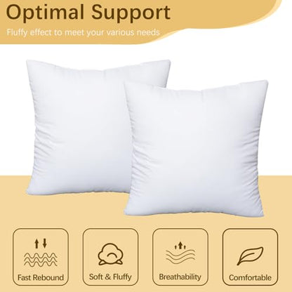 OKBA Throw Pillows Insert Set of 2, with 100% Cotton Cover, Bed and Couch - Indoor Hotel Decorative Pillows, 22x22 in White Pillows Inserts - size: 22x22 Inch (Pack of 2)
