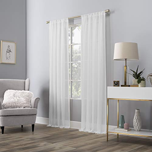 No. 918 Genevieve 2-pack 2-pack Linen Weave Sheer Semi-Sheer Grommet Curtain Panel Pair, 50" x 96", White - color: White, size: 50"W x 96"L (Pack of 2)