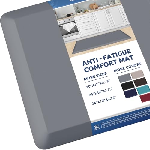 0.8" Thick Kitchen Mat Cushioned Anti Fatigue Rug Comfort Floor Mats - color: Grey, size: 39"L x 20"W x 0.8"Th
