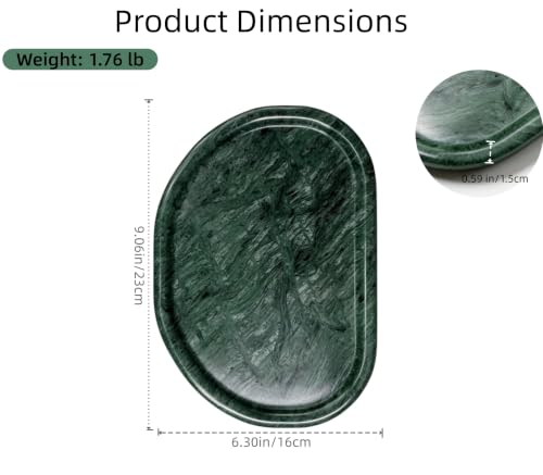 Natural Marble Vanity Tray,Special-Shaped Jewelry Tray for Bathroom - color: Indian Green, size: 9.1" x 6.3" x 0.6"