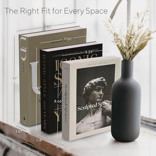 Designer Decorative Books Set of 3, Contemporary Faux Books with Storage