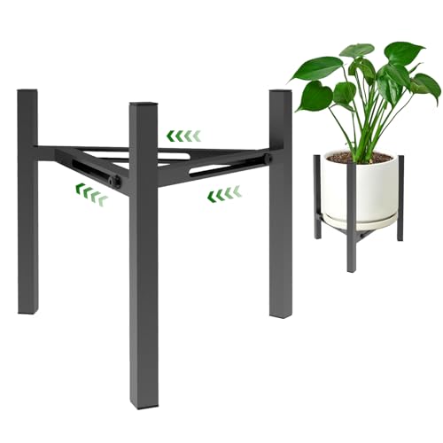 Airpark Plant Stand Indoor, Adjustable Metal Modern Plant Stands, Heavy Duty Stable Plant Pot Flower Holder Indoor Outdoor Corner, Fit 7 8 9 10 11 12 inch Pots, Black (Pot & Plant Not Included) - color: Black Upgraded Version