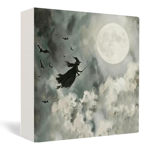Halloween Gothic Witch Wooden Box Sign Desk Decor,Witchy Room Decor - color: Gothic Witch