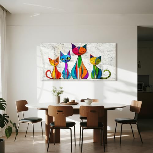 imjiayu Extra Large Canvas Art Modern Abstract Animal Paintings 29"x57" - color: Geometric Kitten, size: 57"L x 29"W