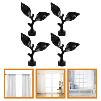 Curtain Rod Finials 4 Pcs Matte Black End Caps 28mm