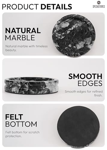 Marble Jewelry Dish, 5" Handmade Black Ring Tray - color: Black
