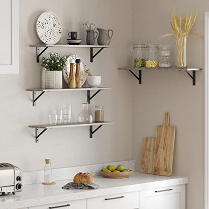 DINZI LVJ Wall Shelves, 23.6" Long Floating Shelves with Metal Brackets - color: Grey Wash, size: 23.6 Inch