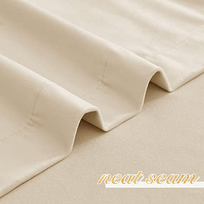 NICETOWN Beige Velvet Curtains 84 inch Long, 52" W x 84" L, 2 Panels - color: Beige, size: 52"W x 84"L (Pack of 2)