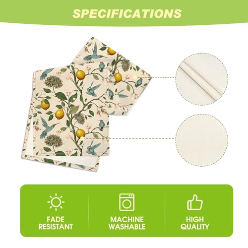 Artoid Mode Brown Lemon Tree Bird Flower Summer Table Runner,Spring Kitchen Dining Table Decoration for Home Party Decor 13x72 Inch - size: 13" x 72", Table Runner
