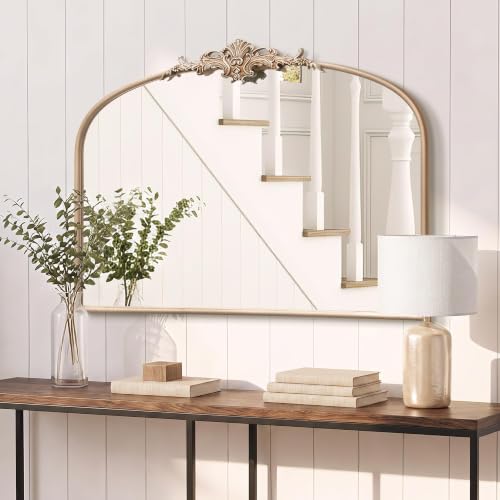 Besdomus Antique Gold Wall Mirror: 32"x24" French Arched Decorative Mirrors - color: Champagne Gold, size: 24"L x 32"W