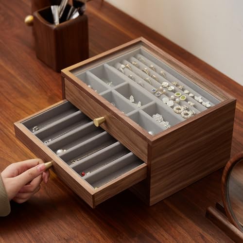 Black Walnut Jewelry Organizer, 3 Layer - size: 3 Layer