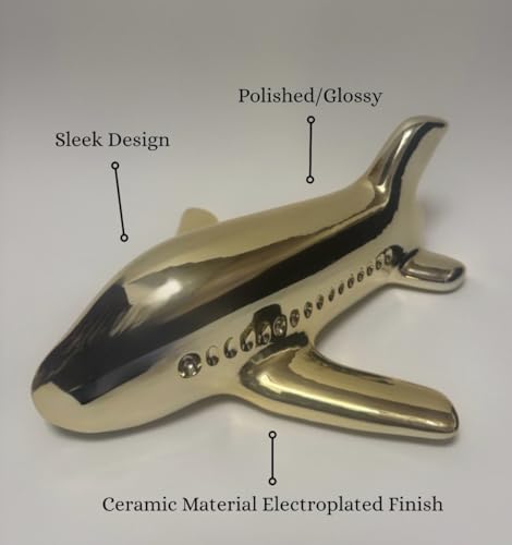 Iris Ceramic Plane Sculpture Gold, Modern Aesthetic for Office Display Home Decor, Living Room, Bedroom Bookshelf, Coffee Table Decor, Bathroom Shelves, New House Essentials, Figurines