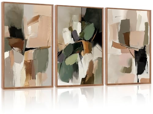 CHDITB Abstract Modern Framed Canvas Wall Art, Neutral Mid Century Painting - color: Abstract, size: 16"L x 24"W