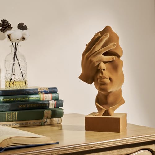 Thinker Statue See No Evil with Soft Velvety Texture, Brown - color: Nosee-brown