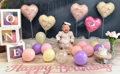 Pink White Heart Foil Balloons,12Pcs 18Inch Heart Shaped Balloons - color: Pink Cream