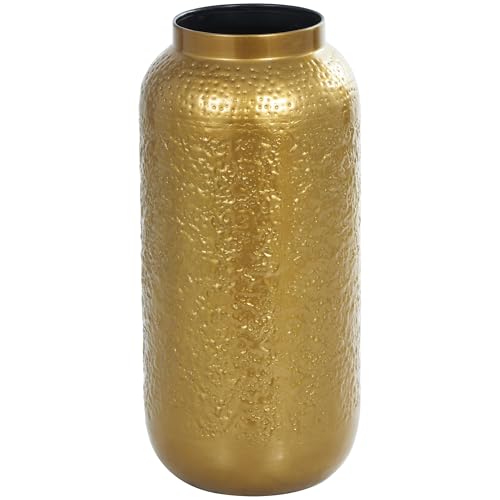 Deco 79 Metal Decorative Vase Textured Hammered Centerpiece Vase, Flower Vase for Home Decoration 9" x 9" x 19", Gold - size: 9" x 9" x 19"