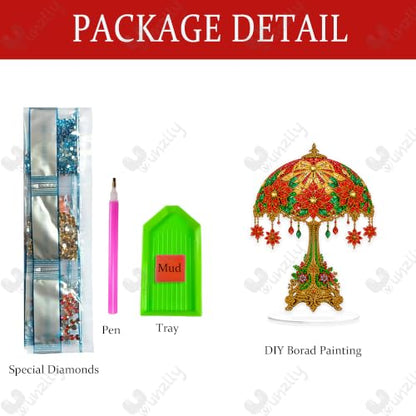 Yunzlly Stand Up Diamond Art Painting Kit, Desktop Gem Painting Ornament Kit for Adults, Tabletop Acrylic Diamond Board Painting (Christmas Lamp) - color: Christmas Lamp