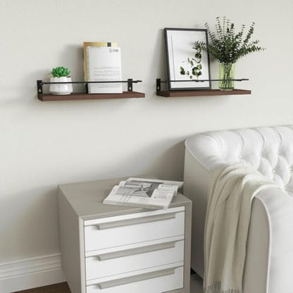 RICHER HOUSE Floating Shelves Bathroom, Small Wall Shelf Over Toilet 2 Set - color: Brown