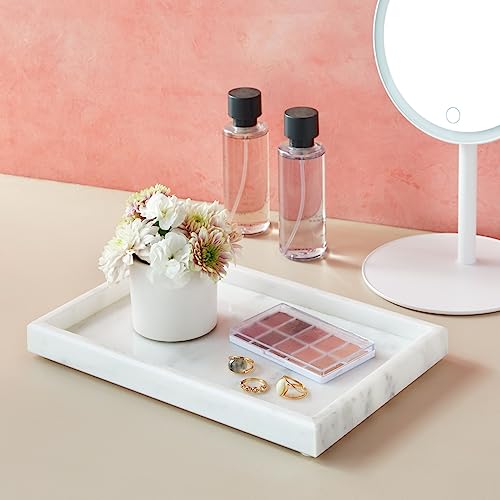Juvale Large Marble Vanity Tray - Jewelry & Cosmetic Organizer with Drawer Organizer - Bathroom Display with Soap Tray - Home Accent Piece with Marble Decor - 11.7 x 7.7 x 1.1 in White - size: 11.7" x 7.7" x 1.1"