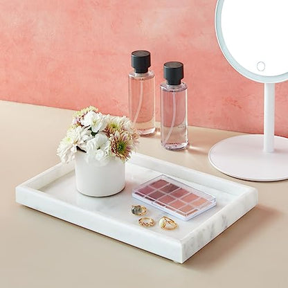 Juvale Large Marble Vanity Tray - Jewelry & Cosmetic Organizer with Drawer Organizer - Bathroom Display with Soap Tray - Home Accent Piece with Marble Decor - 11.7 x 7.7 x 1.1 in White - size: 11.7" x 7.7" x 1.1"