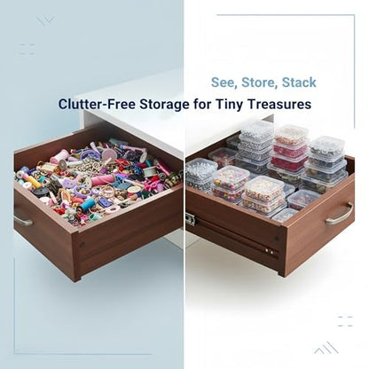 LJY 32 Clear Square Plastic Boxes, 4 Sizes for Hardware - color: Transparent, size: Mixed Sizes (2.1-3.3 inch)