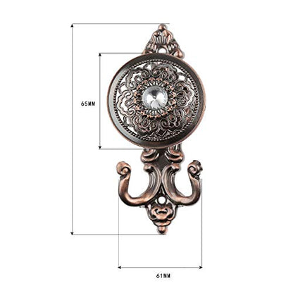 2Pcs Red Copper Crystal Curtain Hold Back Tieback Wall Hook Tassel Decor Pothook Holder with Screws - color: Red Copper