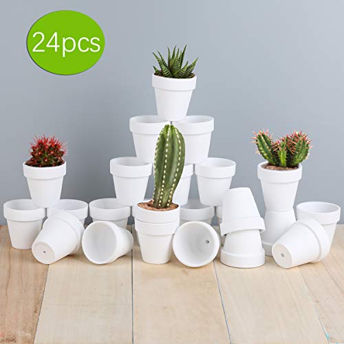 FCFKUK 24pcs Mini Clay Pots, 2.5'' Terracotta Pottery Planters, Cactus Flower Succulents Nursery Pots, with Drainage Hole, for Indoor/Outdoor - color: Red