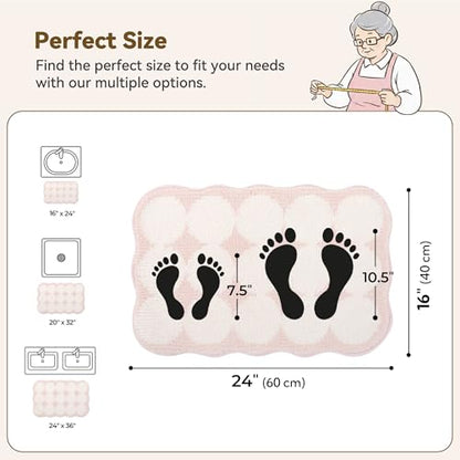 GRANNY SAYS Waved Pink Bathroom Rug, 16" x 24", Cute Scalloped Bath Mat - color: Pink-cute Waved, size: 1'4" x 2' (24" x 16")