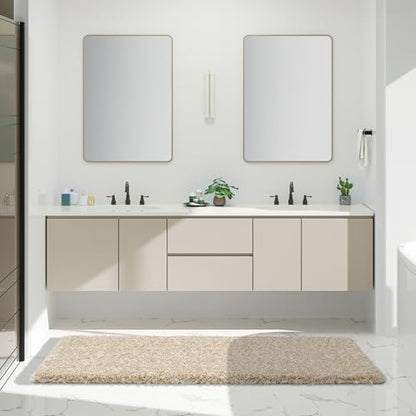 Yimobra Bathroom Runner Rug Non Slip 70x24,Long Bath Mat, Light Beige&White - color: Light Beige and White, size: 70" X 24"