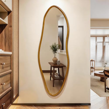 Irregular Full Length Mirror,Large Asymmetrical Wall Mounted Mirror - size: 65"L x 21.5"W