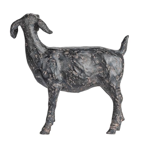 Creative Co-Op Resin Standing Goat Accent Décor with Cast Iron Finish, Black - size: 9-1/4"L x 3"W x 9-1/4"H