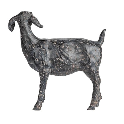 Creative Co-Op Resin Standing Goat Accent Décor with Cast Iron Finish, Black - size: 9-1/4"L x 3"W x 9-1/4"H