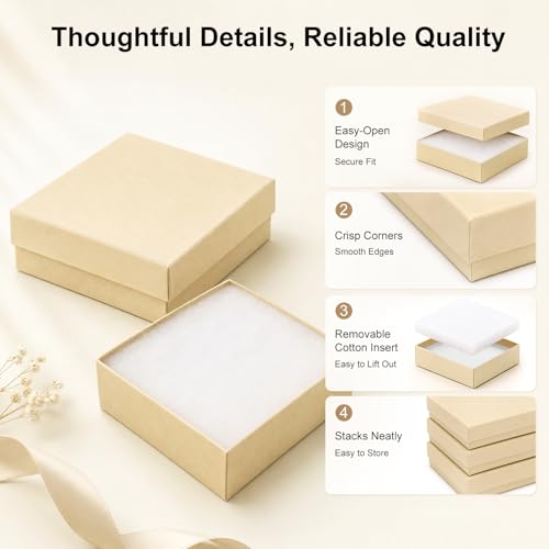 Jewelry Boxes, 160 Pack 3.5x3.5x1 Inch, Brown - color: Brown, size: 3.5x3.5x1 Inch (Pack of 160)