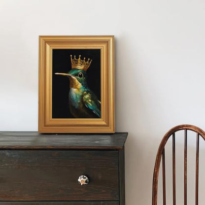EJPFOGV Luxury Hummingbird with crown Framed Canvas Wall Art 8x10 inches - color: Crown, size: 10"L x 8"W