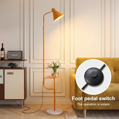 Yellow Floor Lamp with Shelf, Dimmable LED Reading Standing Lamp - color: Yellow