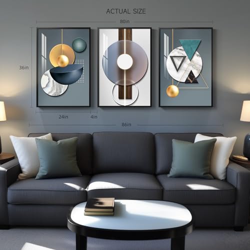 Large Framed Modern Wall Art for Living Room, 3 Piece 24x36 In - color: Geometric Melody, size: 24" W x 36" H x 3 pieces