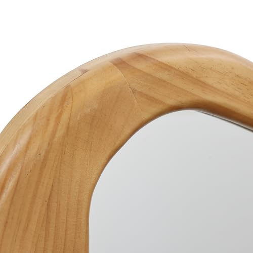 LuxenHome Irregular Oblong Wall Mirror, Accent with Natural Wood Frame - color: Irregular Oblong