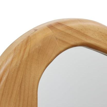 LuxenHome Irregular Oblong Wall Mirror, Accent with Natural Wood Frame - color: Irregular Oblong