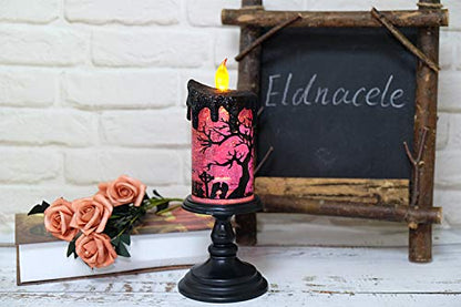 Eldnacele Ghosts Halloween Snow Globe Flameless Candle Battery Operated - color: 2-ghost