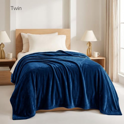Soft Fleece Blanket for Bed Twin Size Navy (60x80 Inch) - color: Navy, size: Twin (60x80 Inch)