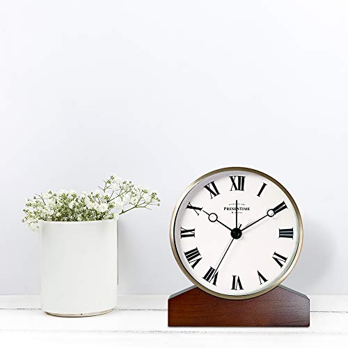 Presentime Mozart Mantel Alarm Clock - color: Morning Gold Finish, size: 6*5.5 inch
