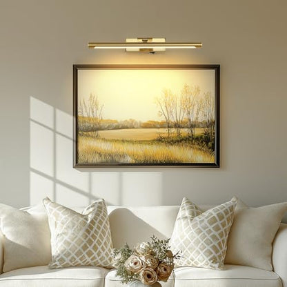 15.75 Inch Gold Picture Light Battery Operated with Remote - color: Gold, size: 15.75 In