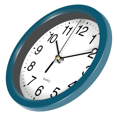 Silent Wall Clock Non Ticking, 6 Inch Wall Clocks Battery Operated, Small Analog Clock for Bedroom Home Office Kitchen Bathroom School, Easy to Read(Blue) - color: Blue