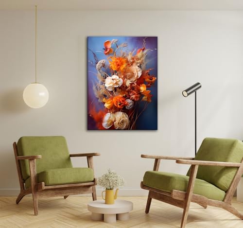 CHTEXA Boho Dried Flower Canvas Wall Art, 3 Piece Gallery Wrapped, 12x16 - color: Dark flowers and grasses-5, size: 12x16 inch
