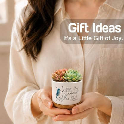 Christian Bird Plant Pots, Psalms 89:1 Bible Verse Religious Ceramic Succulent Flower Planters(No Plants) - color: Psalms B