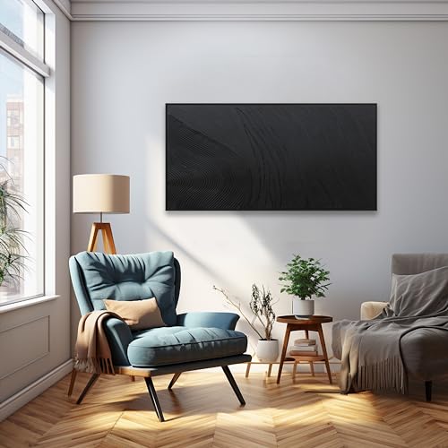 Framed Hand drawn Black Abstract Canvas Wall Art For Living Room 20X40 - color: Black, size: 40"L x 20"W