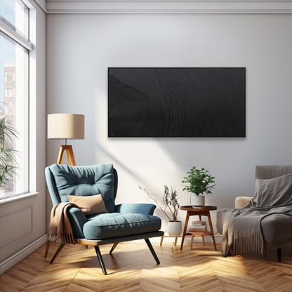 Framed Hand drawn Black Abstract Canvas Wall Art For Living Room 20X40 - color: Black, size: 40"L x 20"W