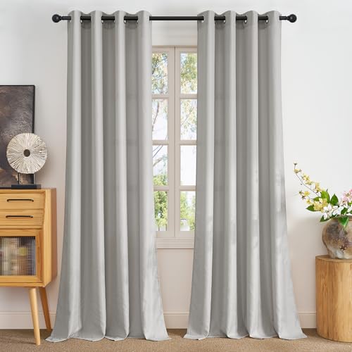 NICETOWN Semi Sheer Curtains 84 Inch Length 2 Panels Set for Living Room - color: Silver Grey, size: 52"W x 84"L (Pack of 2)