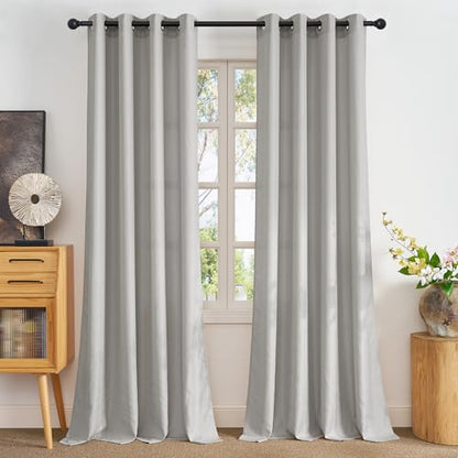 NICETOWN Semi Sheer Curtains 84 Inch Length 2 Panels Set for Living Room - color: Silver Grey, size: 52"W x 84"L (Pack of 2)